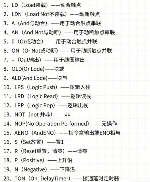 西门子PLC全类别编程指令指令中英文对照大全